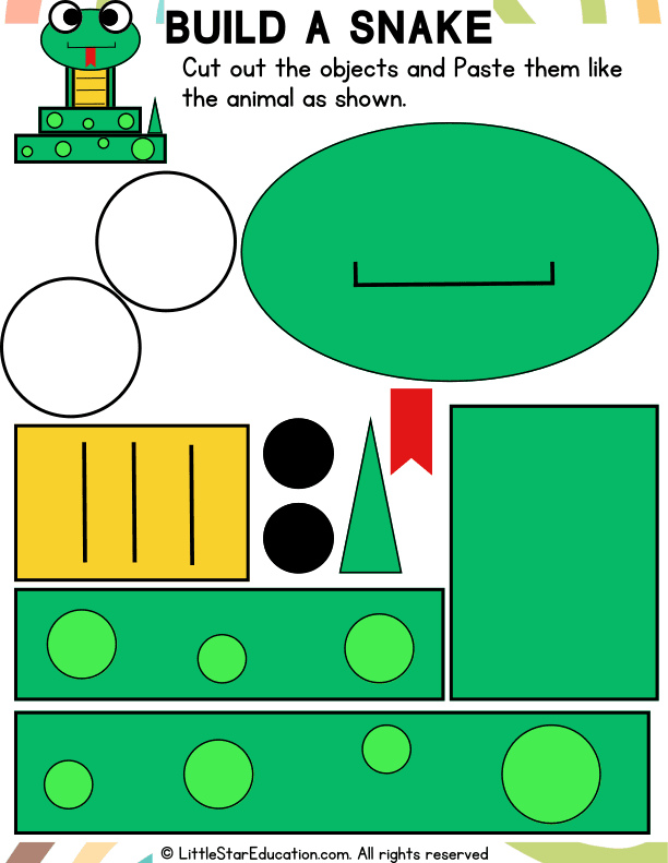 Shape Snake Craft: Cut and Paste Art for Preschool and Kindergarten