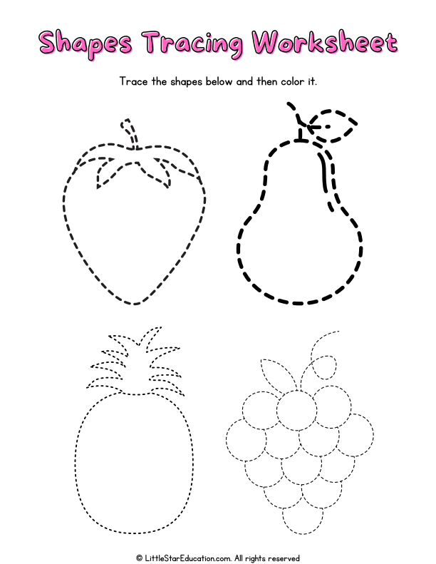 Shape Tracing and Coloring Practice for Pre-K and Kindergarten Math