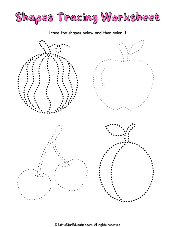 Shape Tracing and Coloring Practice for Pre-K and Kindergarten Math