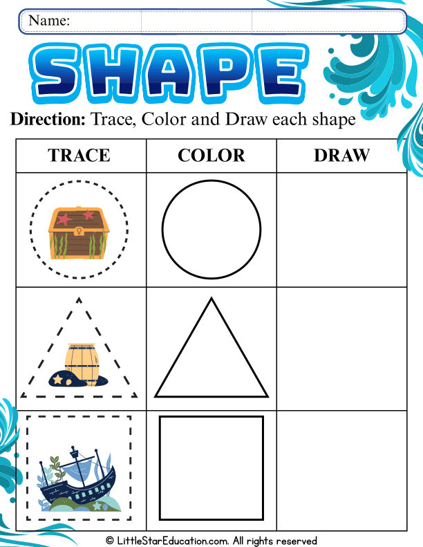 Shape Tracing, Coloring, and Drawing for Preschool and Kindergarten Math