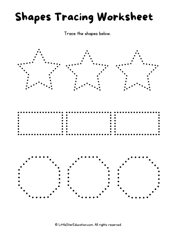 Shape Tracing Practice for Preschool and Kindergarten Math Skills