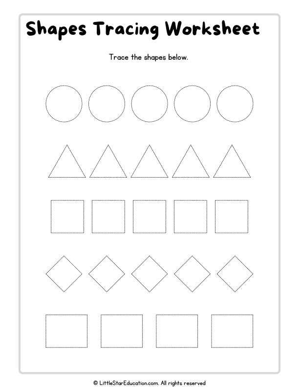 Shape Tracing Practice for Preschool and Kindergarten Math Skills