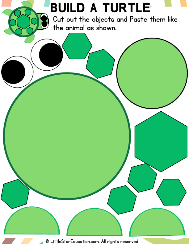 Shape Turtle Craft for Preschool and Kindergarten Art Skills