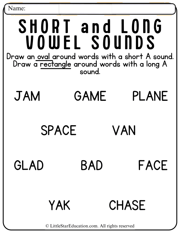 Short A vs Long A Vowel Sounds Identification for Early Readers