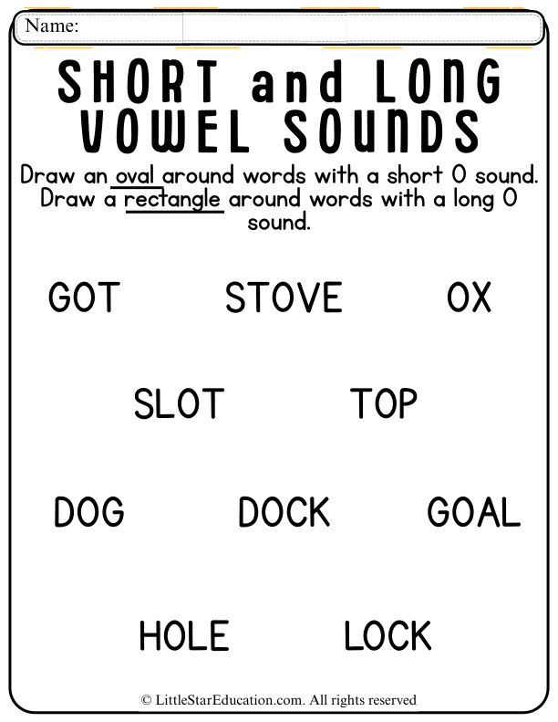 Short and Long O Vowel Sounds Sorting for Early Readers