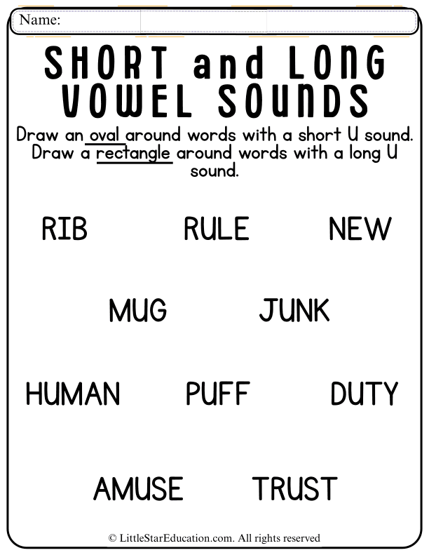 Short and Long U Vowel Sounds Practice for Early Readers