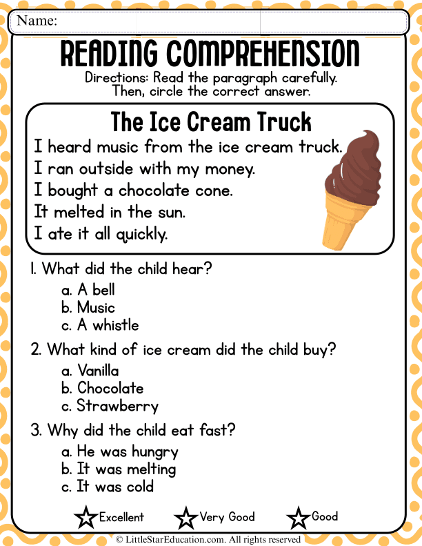 Short Reading Comprehension Passage with Questions for Grades 1-2