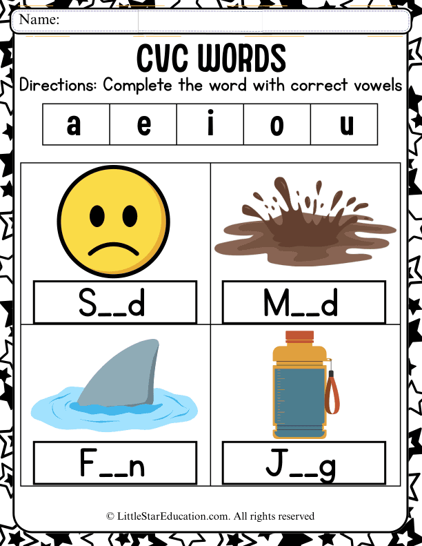 Short Vowel Sounds CVC Word Practice for Early Readers