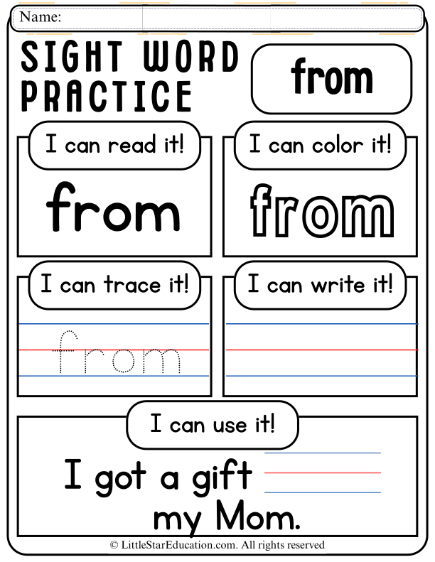 Sight Word Reading and Writing Practice for Early Learners