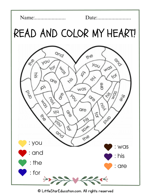 Sight Words Color by Heart for Early Readers