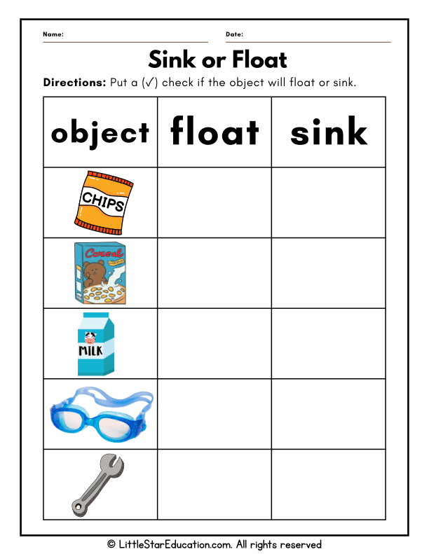 Sink or Float Science Experiment for Preschoolers