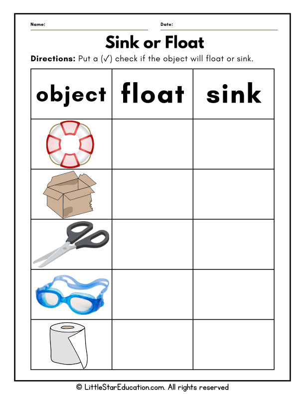 Sink or Float Science Exploration for Pre-K and Kindergarten