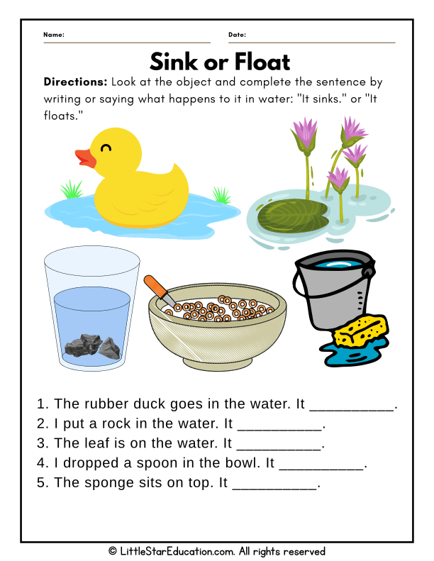 Sink or Float Science Exploration for Preschool and Kindergarten