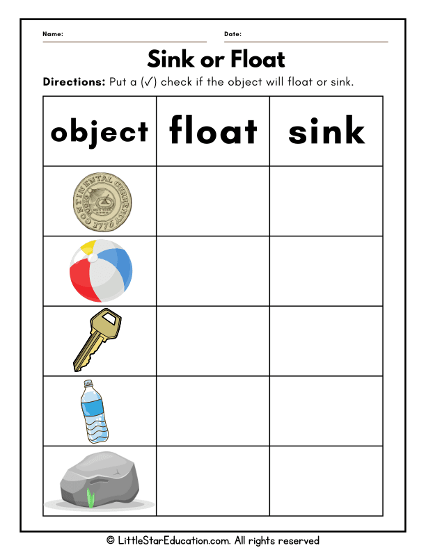 Sink or Float Science Sorting for Preschool and Kindergarten