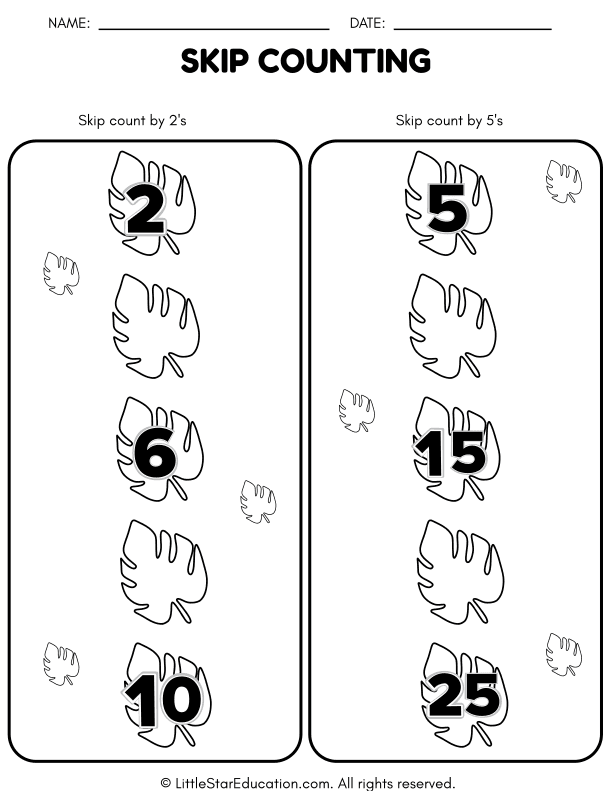 Skip Counting by 2s and 5s Practice for Early Math Skills