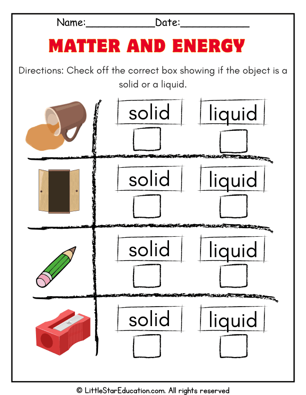 Solid and Liquid Sorting for Early Science Learners
