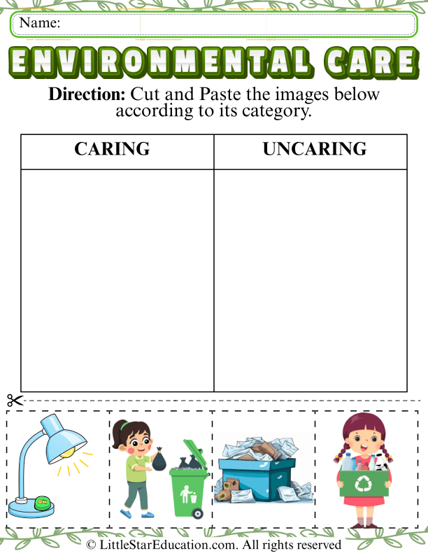 Sorting Caring for Nature: Cut and Paste Environmental Choices