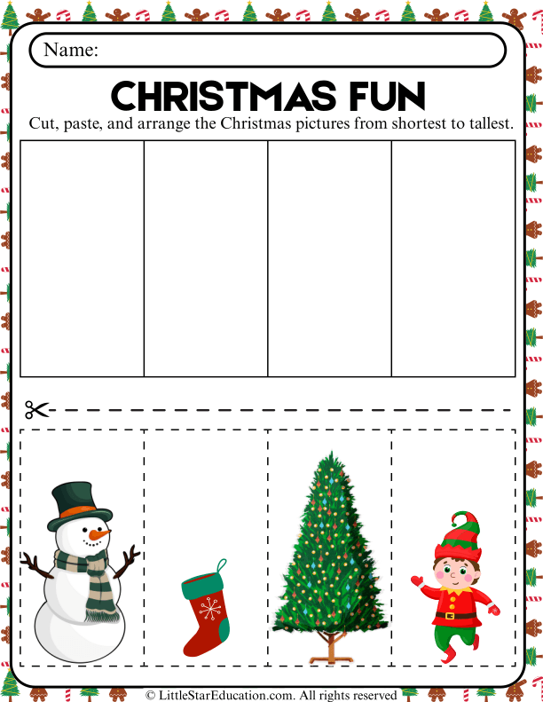 Sorting Christmas Pictures by Height for Early Math Skills