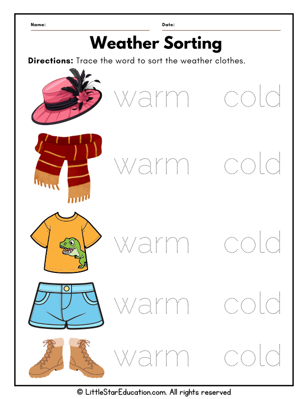 Sorting Clothes for Warm and Cold Weather – Early Science Skills