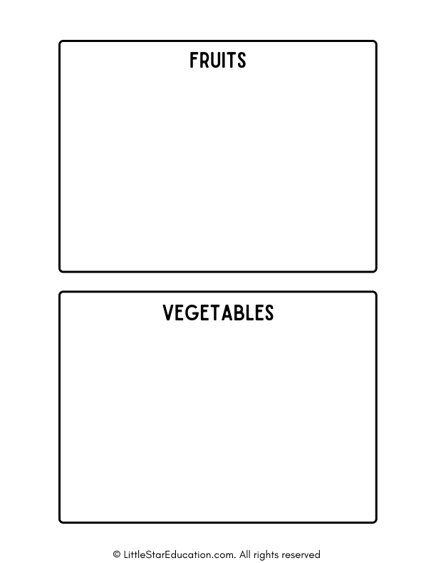 Sorting Fruit and Vegetables Matching Activity Worksheet