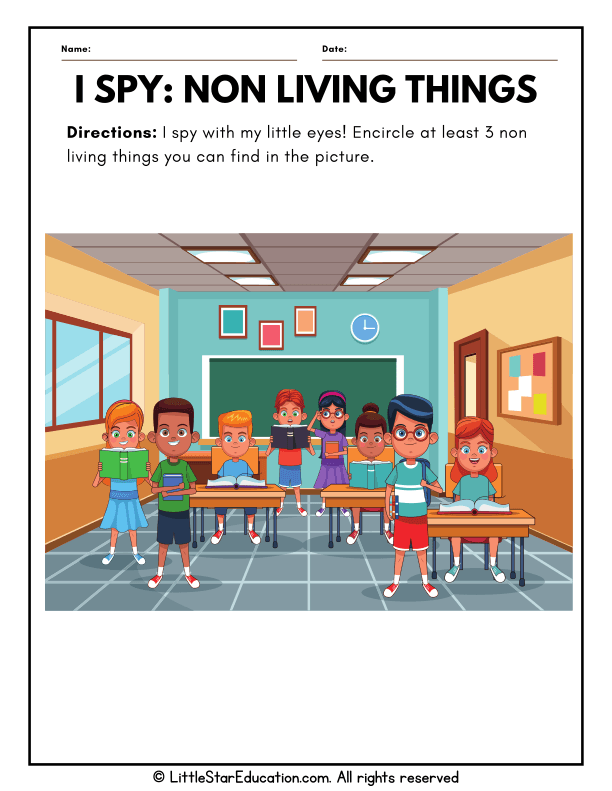 Sorting Living vs Nonliving: I Spy Science for Preschool Kids
