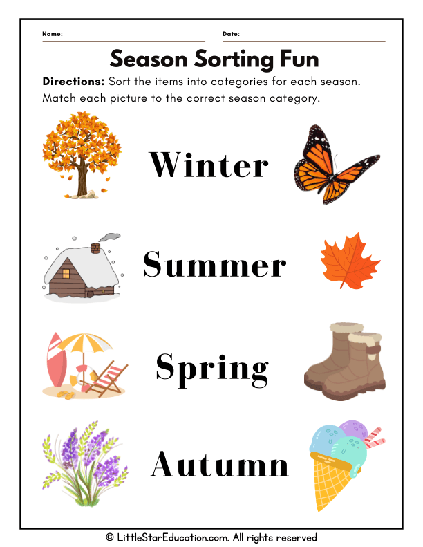 Sorting Seasons for Preschool and Kindergarten Science Skills