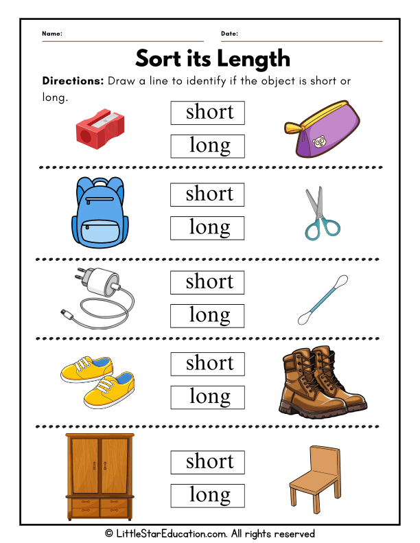 Sorting Short and Long Objects: Early Math Measurement Skills