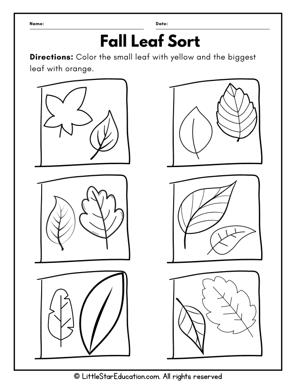 Sorting Sizes and Colors: Fall Leaf Math for Preschool and Kindergarten
