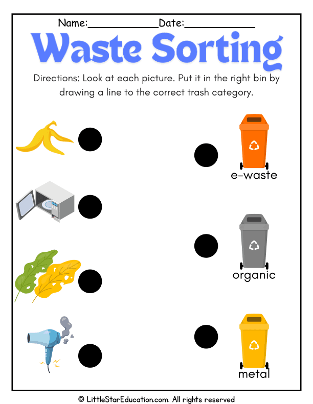 Sorting Trash and Recycling for Kindergarten Environmental Studies