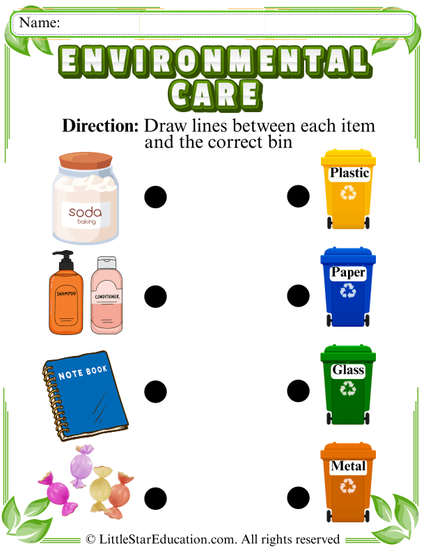 Sorting Trash by Color Bin: Recycling Practice for Preschool Environmental Studies