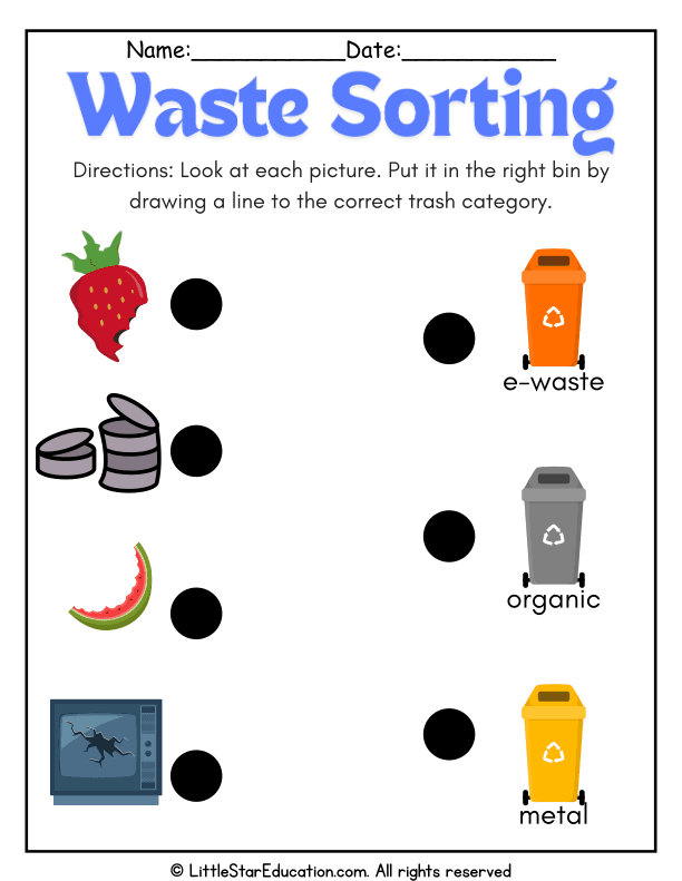 Sorting Trash: Match Items to E-Waste, Organic, or Metal Bins