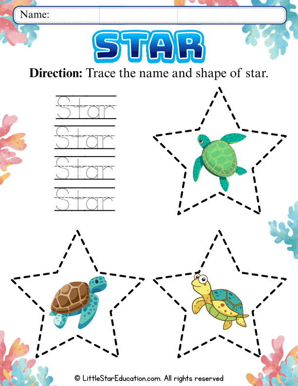 Star Shape and Name Tracing Practice for Early Learners