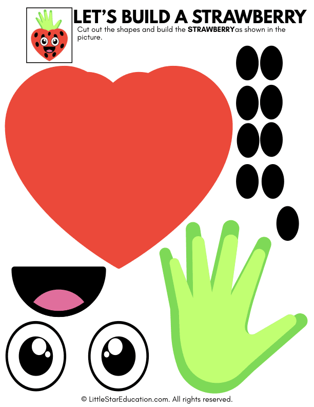 Strawberry Cut and Paste Craft for Pre-K Art Skills Development