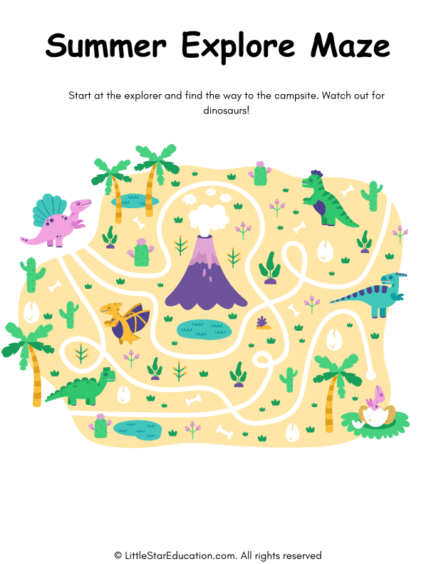 Summer Maze Puzzles for Preschool and Kindergarten Math Skills