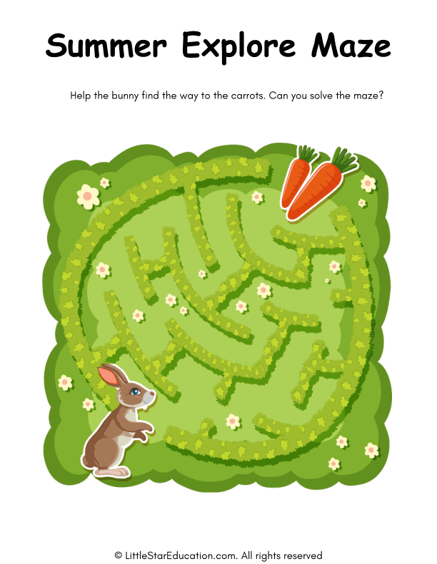 Summer Maze Puzzles for Preschool and Kindergarten Math Skills