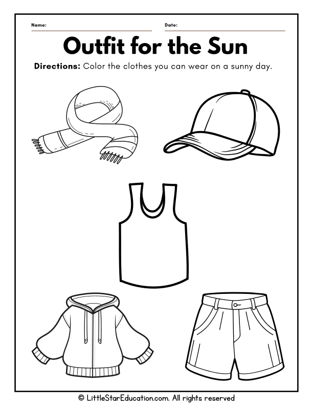 Sunny Day Clothing Choices for Preschool Science Exploration