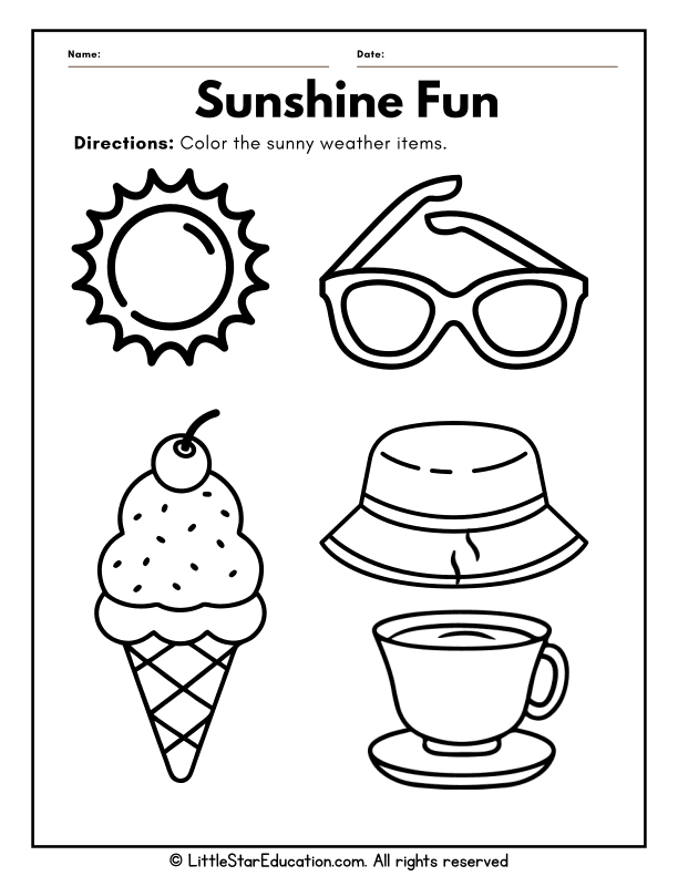 Sunny Weather Coloring for Preschool Science Exploration