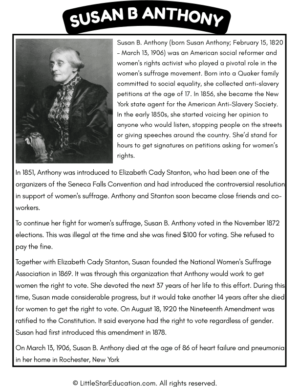 Susan B. Anthony Biography and Women's Rights Lesson for Kids