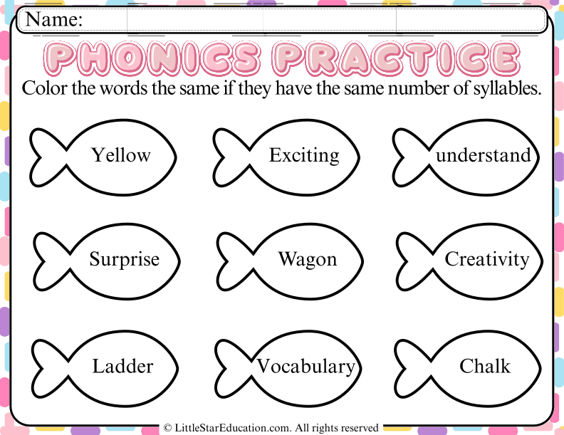 Syllable Counting and Color Word Practice for Early Readers