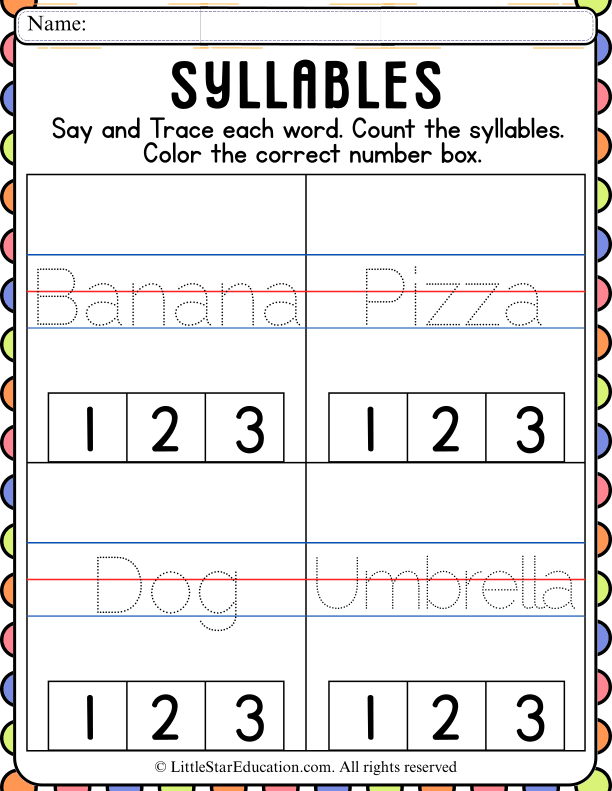Syllable Counting and Word Tracing for Early Literacy Skills