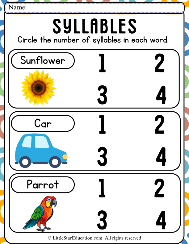 Syllable Counting Practice for Young Learners