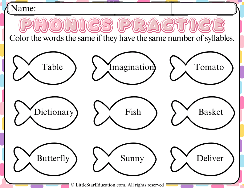 Syllable Sorting and Coloring for Early Elementary English