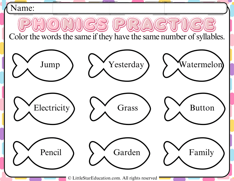 Syllable Sorting and Coloring for Early Readers: English Language Arts