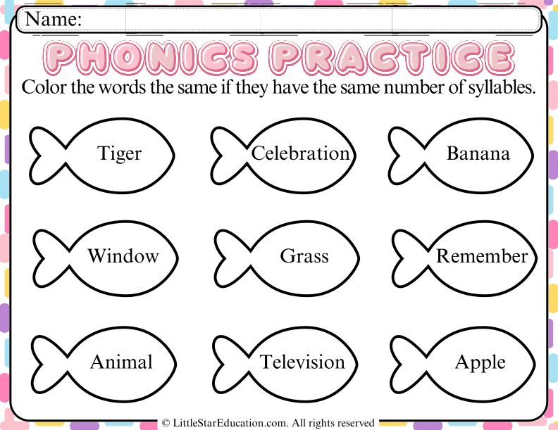 Syllable Sorting and Coloring Practice for Early Readers