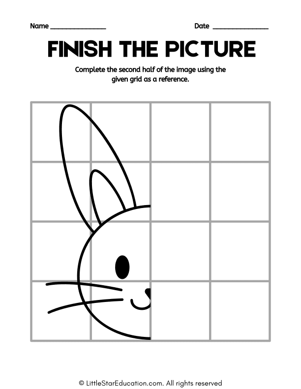 Symmetry Drawing Practice with Grids for Early Elementary Math