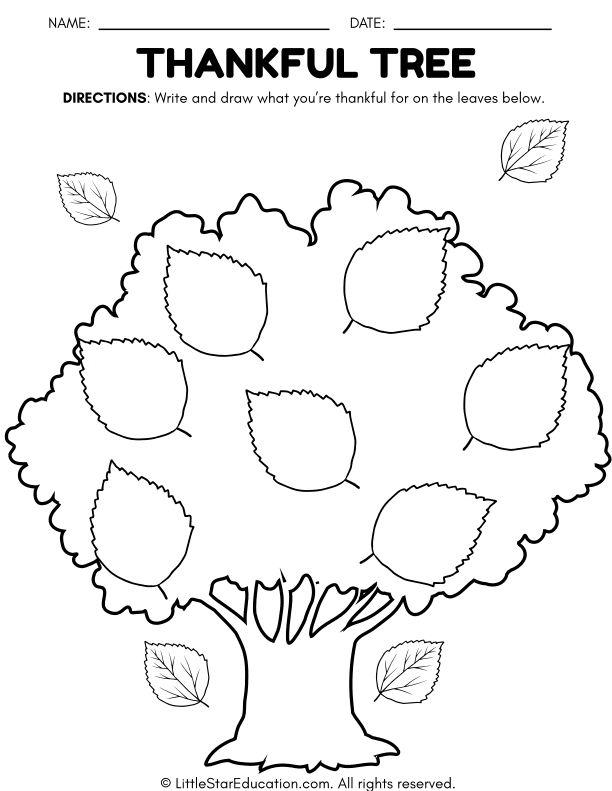 Thankful Tree Craft for Preschool and Kindergarten SEL Skills