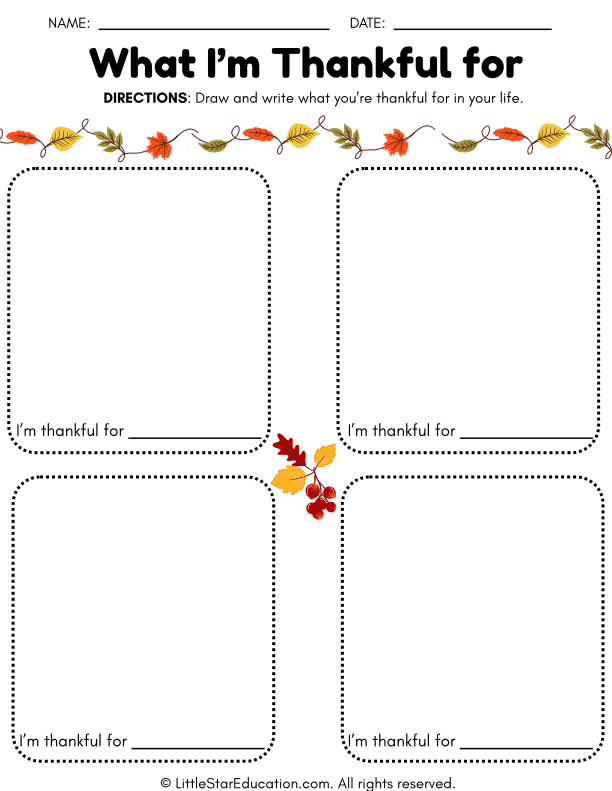 Thankfulness Drawing and Writing Prompts for Pre-K Social-Emotional Learning