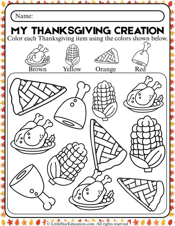 Thanksgiving Color by Number for Early Math and Color Recognition