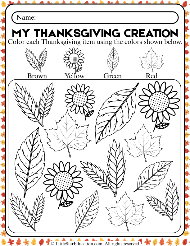 Thanksgiving Color Matching for Preschool and Kindergarten Math