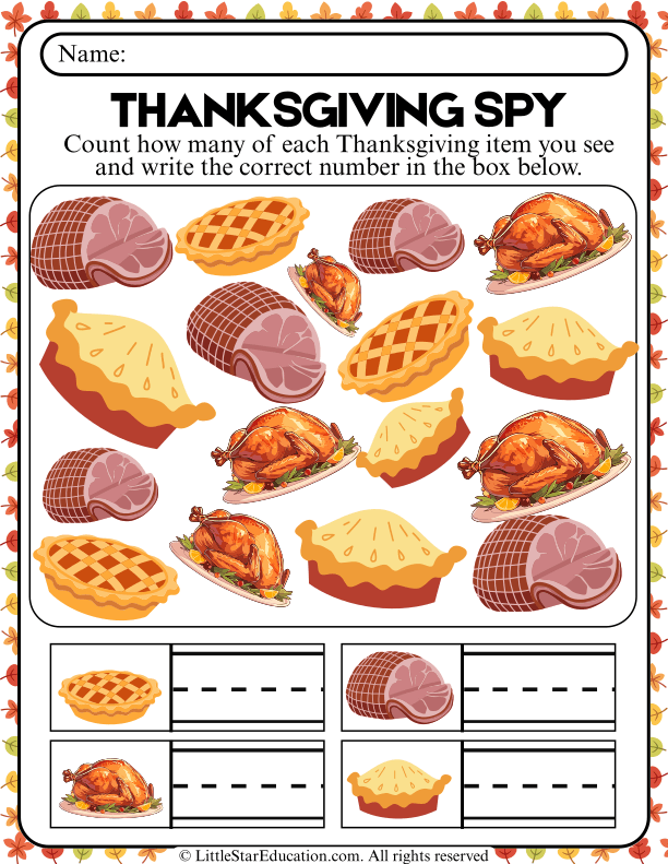 Thanksgiving Counting and Number Writing for Early Math Skills